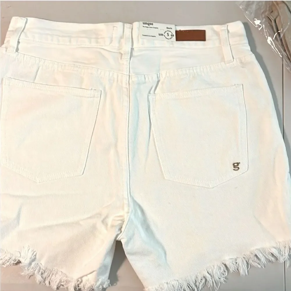 High Rise Denim Shorts Relaxed Fit White Junior Sz 5